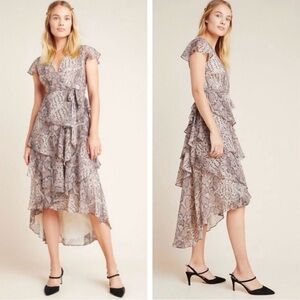 Hutch Snake Printed Hi-Lo Hem Wrap Dress Size S
